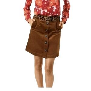 Cabi Skirt 4 Brown Ali University Corduroy Western Retro‎ Mod Cottage Core 3755